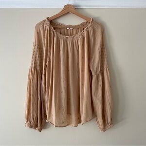 DÔEN Peach Embroidered Top